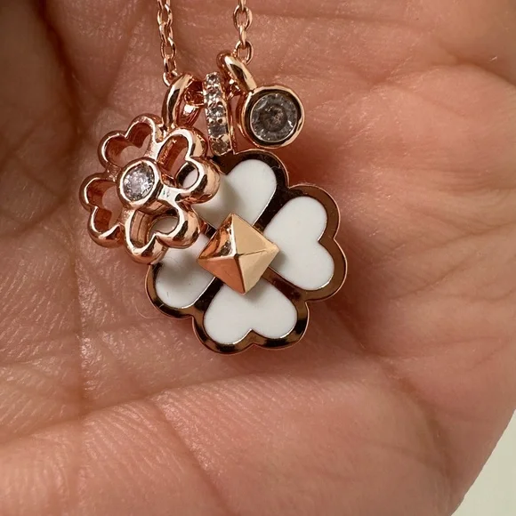 Kate Spade Spades & Studs Charm Pendant Necklace in White - Picture 2 of 6